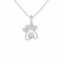 ANGARA Natural Diamond Paw Print Pendant Necklace in 14K Gold | (GVS2, 0.25 Ctw) - £1,015.38 GBP