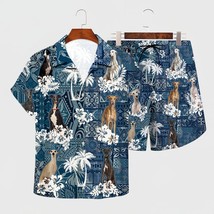 Shirt Summer Greyhound Hawaiian Set 3D Printed Hawaii Shirt + Beach Shorts Men F - £81.11 GBP