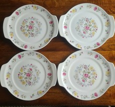 Four (4) Salem China Co. ~ 7.5&quot; Plates ~ CHANTUNG ~ USA ~ Floral Design (1) - £20.58 GBP