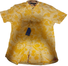 Georg Roth Los Angeles Yellow Floral Short-Sleeve Button-Up Shirt (Size XL) - £54.25 GBP