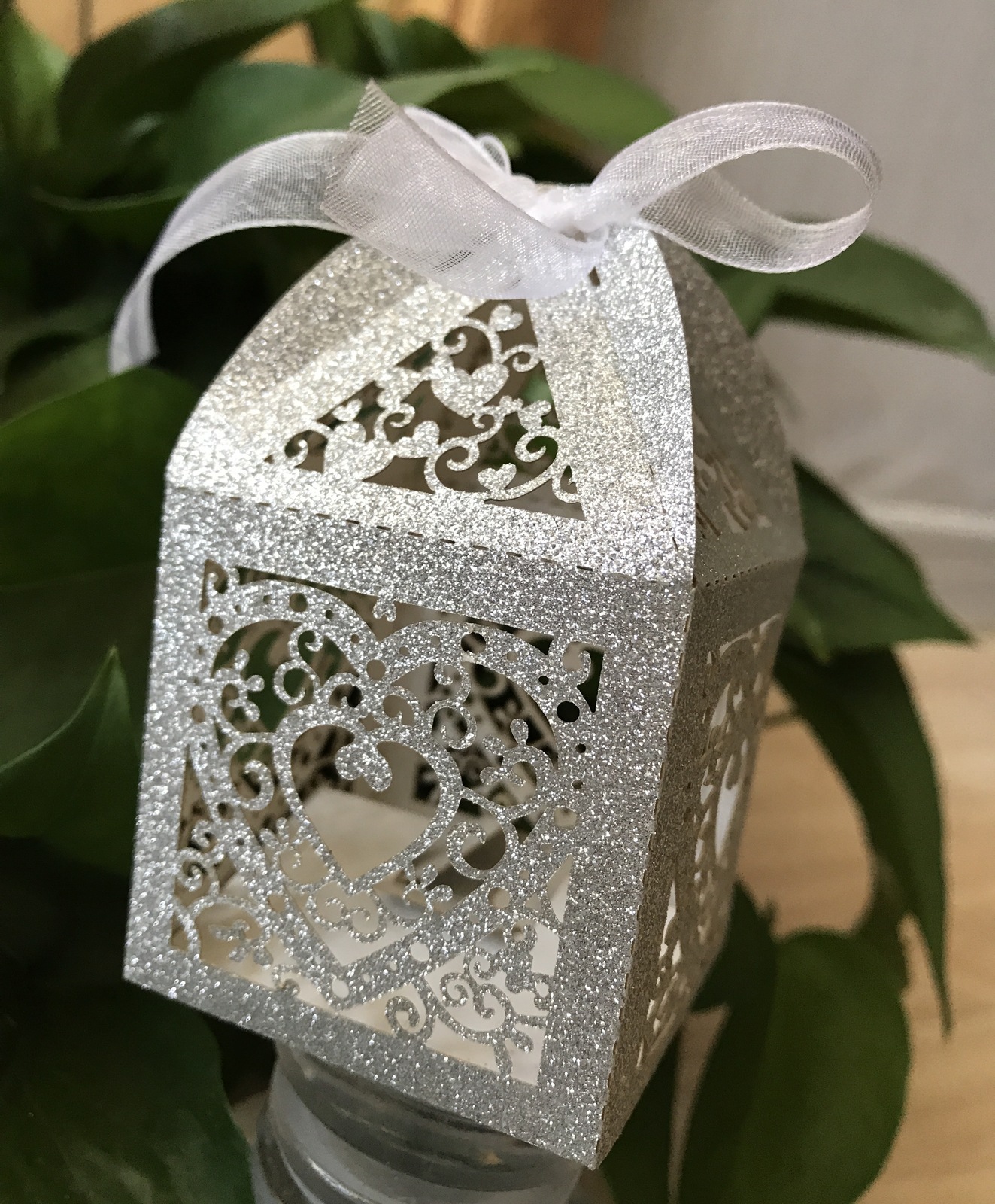 Primary image for 100pcs Glitter Silver Gift Boxes,Chocolate Boxes,Laser Cut wedding favor boxes