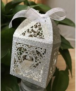 100pcs Glitter Silver Gift Boxes,Chocolate Boxes,Laser Cut wedding favor... - £37.74 GBP