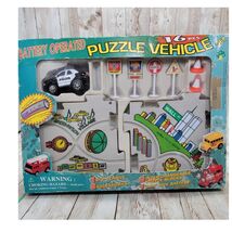 Battery Operated 16 Pieces Puzzle Vehicle Set Police Car - $19.97