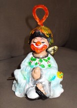 Enesco Clown Angel Wind Up Music Box Ceramic I&#39;m Dreaming Of A White Xmas Vtg - £31.09 GBP