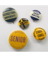 5 Vintage School Pinback Buttons Georgetown U., Army, Hayes, Bishop Loug... - €30,02 EUR