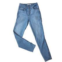 Levi Strauss 721 High Rise Button Fly Jeans Skinny Ankle Slit Size 25 Bluejeans - £10.47 GBP