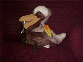 16&quot; Folkmanis Pelican Plush Puppet Toy With Tags and Shiny Silver Fish Rare - $99.99