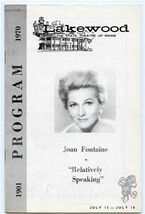 Lakewood State Theatre of Maine Program Joan Fontaine Relatively Speakin... - $17.82