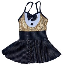 Dansco Tuxedo Style Dance Costume Leotard Medium Child - $365.50 MXN