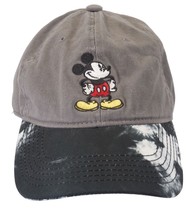 Disney Mickey Mouse Gray Adjustable Hat with Black White Tie Dye Brim - $7.85