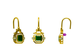 14K Placcato Oro Giallo 2.50Ct Lab-Created Verde Smeraldo Pendente/Orecchini - £97.36 GBP