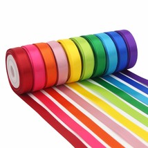 Rainbow Ribbon Solid Color Ribbon Satin Ribbon Assortment 10 Colors Doub... - $17.99