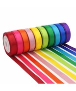 Rainbow Ribbon Solid Color Ribbon Satin Ribbon Assortment 10 Colors Doub... - £14.07 GBP