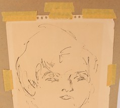 Vintage Signed 1959 Pen Sketch Boys Face Mohawk Tribe Tav ? Artist Drawing Art - £44.07 GBP