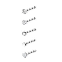 Stainless Steel Heart L Shape Nose Rings And Studs Set Indian Nose Piercing Stud - £14.62 GBP