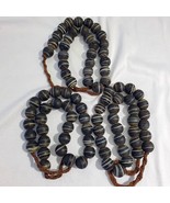 Vintage african white stripes black glass antique beads 17-18mmGift - $94.68 CAD