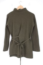 Vince XS Green Ribbed Tie Front Wool Cashmere Chunky Tunic Sweater - £37.96 GBP