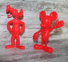 Lot of 2 Vintage 1971 Marx Walt Disney Mickey Mouse Goofy 6” Plastic Figure Red - $19.95