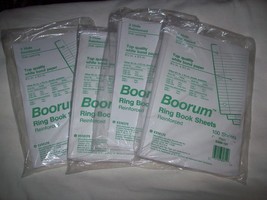 Lot of 4 Boorum Ring Book Sheets 3 hole Plain no lines 8.5&quot; x 5.5&quot; 100 sheets - £11.66 GBP