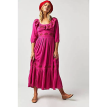 New Free People Lovers Lane Maxi Dress $168  X-SMALL Embroidered Pink - £77.32 GBP