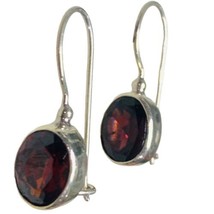 Vintage Sterling Silver 925 Garnet Dangle Earrings  - £27.54 GBP