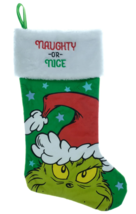 Grinch Naughty or Nice 20-inch Christmas Stocking Green Velvet Embroider... - $24.97