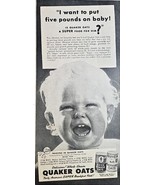 QUAKER OATS-BABY-Quick Mothers Oats-Super Breakfast Food-1942 Vintage Pr... - $235.63 MXN