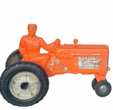 Empire Tractor orange vtg usa toy farm vehicle 14&quot; farmer 1960s antique plastic - £75.17 GBP