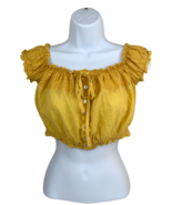 Women&#39;s Yellow Mustard Lace Cami Camisole Button Up Casual Crop Top Cute... - €13,11 EUR