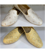 Mens Jutti Indian ethnic Mojari Wedding Khussa Shoes US size 8-12 Gold &amp;... - $33.91