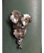 Vintage 3 Silver Calla Lily Flower Metal Brooch Estate Find costume Retro - $19.99