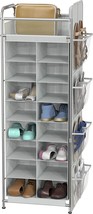 Grey 20-Pair Simple Houseware Shoe Stand Tower Rack With Side Hanging Bag. - $57.97