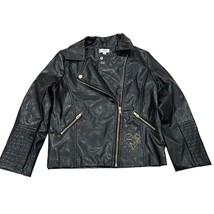 Disney D-Signed Black Vegan Leather Moto Girls Clothing Jacket Large - £18.79 GBP