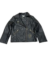 Disney D-Signed Black Vegan Leather Moto Girls Clothing Jacket Large - £18.83 GBP