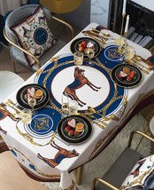 interoknack Luxury Horse Print Waterproof Tablecloth  High-End Rectangu... - $199.00