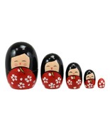 Japanese Kokeshi Girl Wooden Stacking Matryoshka Nesting Dolls 5 Piece S... - $15.99