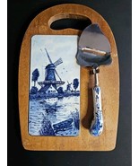 Delft Blue Elesva Roestvrij Cheese Plane and Hand Painted Tiled Board Vi... - $55.28 CAD