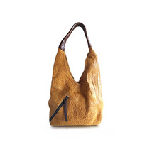 VTG SUNDANCE Leather Bag ITALIAN Made Pebbled Tan Brown Leather Hobo - £142.21 GBP