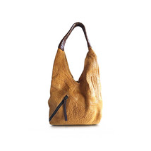 VTG SUNDANCE Leather Bag ITALIAN Made Pebbled Tan Brown Leather Hobo - £143.45 GBP