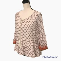 Mudd Women Ruffle Peplum Top Pheasant Blouse Size S 3/4 Bell Sleeve Ruff... - $9.80
