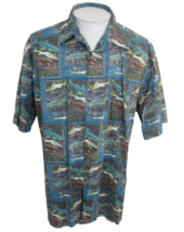 Kahala Avi Kiriaty Men Hawaiian vtg shirt p2p 27 XL aloha Grand Slam fish batik - £46.73 GBP