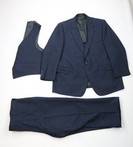 Vtg 70s Mens 48L Distressed Pinstriped 3 Piece Wedding Suit Bell Bottoms... - $128.65