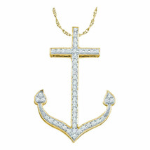 10k Yellow Gold Diamond Anchor Nautical Sea Naval Fashion Pendant 1/6 Cttw - £204.37 GBP