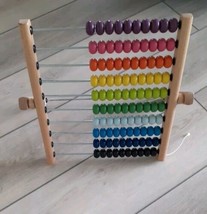IKEA MULA Abacus Wooden 100 Rainbow Beads Counting Toy 10 Colors - $10.67