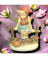 Vintage Goebel Hummel Figurine JUST RESTING 112 Girl Fence  TMK -2+1  5 ... - $41.51