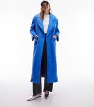 Topshop Extreme Shoulder Brushed Overcoat In Blue Oversized US Size 12 Fuzzy - £67.36 GBP