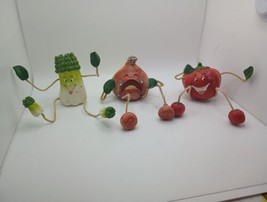 Vintage Kitchen Kitsch Anthropomorphic Vegetable Shelf Sitters Lot of 3 - £20.95 GBP