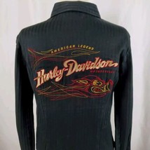 Vintage Harley-Davidson Women&#39;s Button Up Shirt Medium Embroidery Stretc... - £22.41 GBP