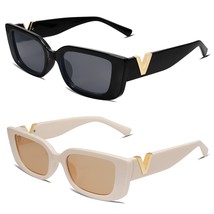 Rectangle Cat Eye Thin Sunglasses For Women 90S Retro Trendy Y2K Aesthet... - £25.35 GBP