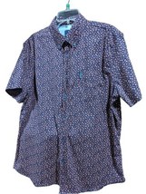 Ben Sherman Stretch Shirt Mens Size XL Floral Button Up Blue Pink Short ... - £30.91 GBP